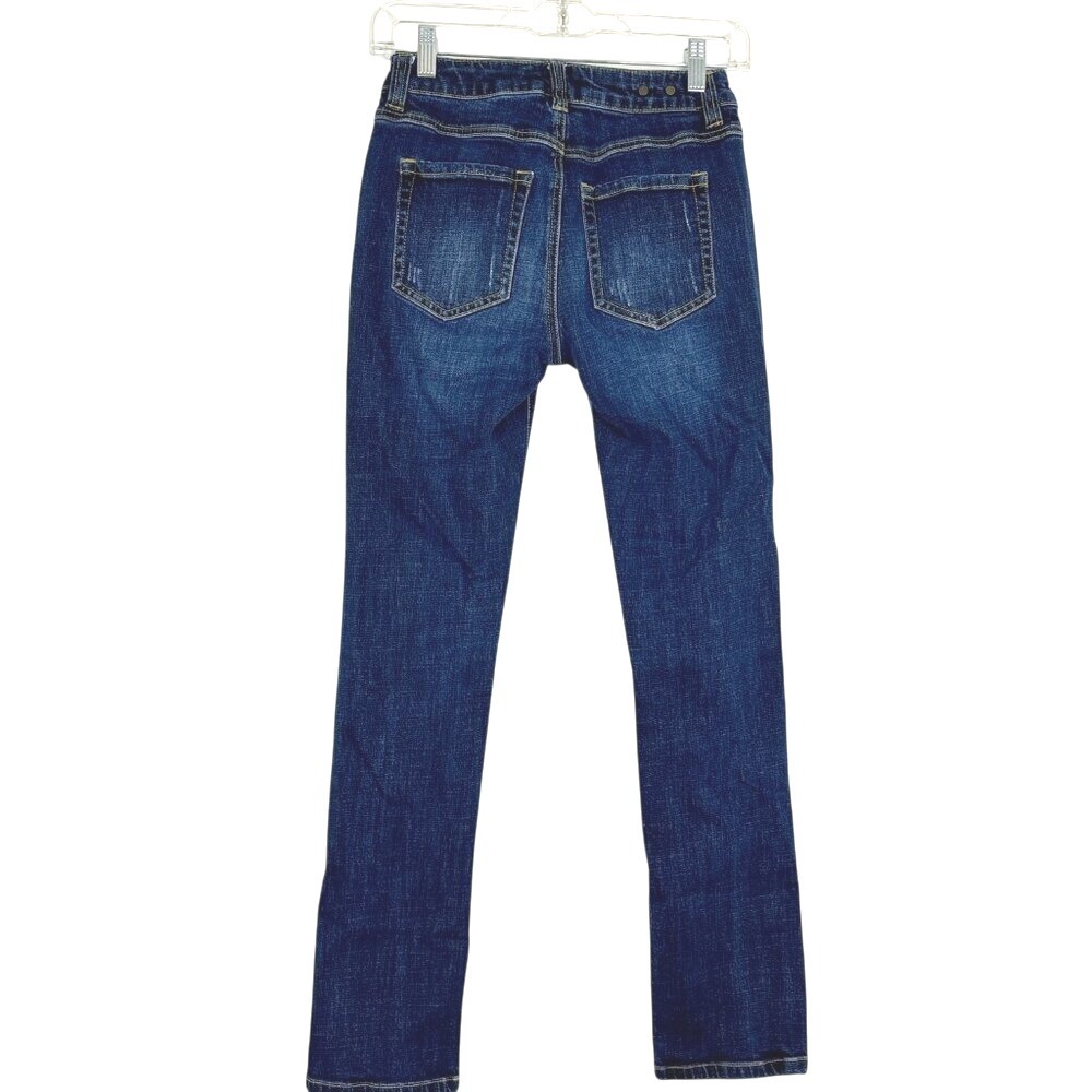 Cabi High Straight Jeans Women's Size 0‎ Medium Wash Distressed Stretch Denim - Picture 4 of 16